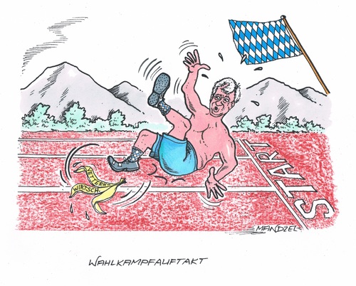 Cartoon: Seehofers Fehlstart (medium) by mandzel tagged vetternwirtschaft,verwandtenbeschäftigung,seehofer,bayern,wahlkampf,vetternwirtschaft,verwandtenbeschäftigung,seehofer,bayern,wahlkampf