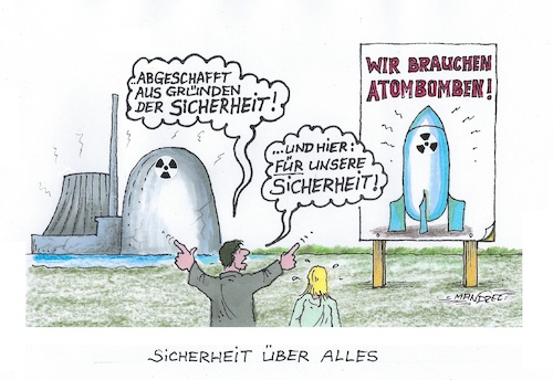 Cartoon: Sicher ist sicher ! (medium) by mandzel tagged atomkraftwerke,atombomben,sicherheitsbestrebungen,sicher,atomkraftwerke,atombomben,sicherheitsbestrebungen