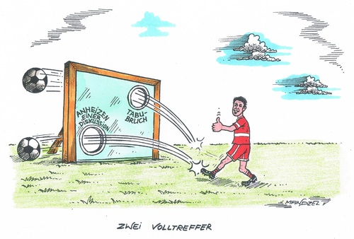Cartoon: Sportliche Homosexualität (medium) by mandzel tagged hitzlsperger,homosexualität,fußball,tabubruch,hitzlsperger,homosexualität,fußball,tabubruch