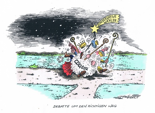 Cartoon: Streit in der Union (medium) by mandzel tagged union,richtungsstreit,rechtswähler,union,richtungsstreit,rechtswähler