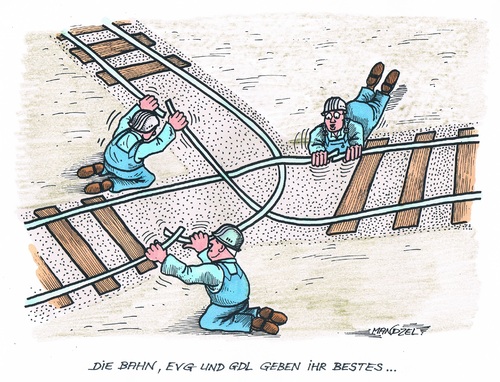 Cartoon: Tarifverhandlungen Bahn (medium) by mandzel tagged bahn,tarifauseinandersetzungen,schienenstränge,bahn,tarifauseinandersetzungen,schienenstränge