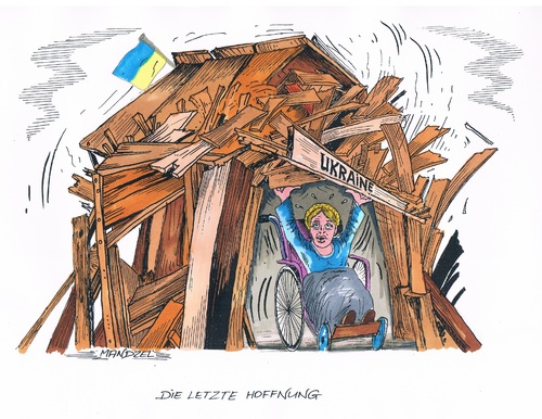 Cartoon: Timoschenko rettet die Ukraine (medium) by mandzel tagged ukraine,timoschenko,untergang,chaos,ukraine,timoschenko,untergang,chaos