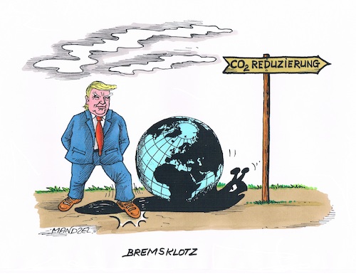 Cartoon: Trump bremst die Welt aus. (medium) by mandzel tagged trump,usa,umwelt,klima,abschottung,mandzel,karikatur,austritt,quertreiber,bremsklotz,trump,usa,umwelt,klima,abschottung,mandzel,karikatur,austritt,quertreiber,bremsklotz