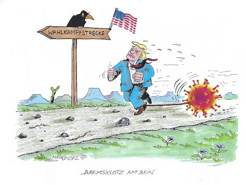 Cartoon: Trump und Corona (medium) by mandzel tagged corona,trump,usa,wahlkampf,pandemie,panik,chaos,hysterie,corona,trump,usa,wahlkampf,pandemie,panik,chaos,hysterie