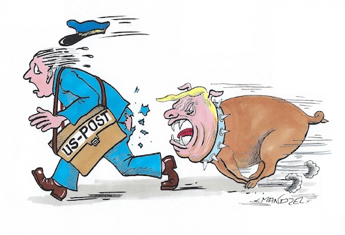Cartoon: Trump und die Post (medium) by mandzel tagged trump,briefwahl,usa,post,behinderungen,trump,briefwahl,usa,post,behinderungen