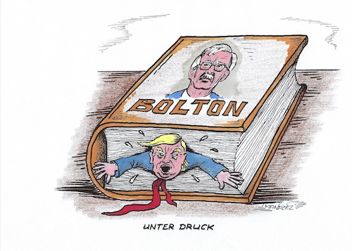 Cartoon: Trump unter Druck (medium) by mandzel tagged trump,bolton,usa,ukraine,erpressungen,trump,bolton,usa,ukraine,erpressungen