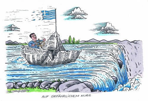 Cartoon: Tsipras auf dem Weg zum Abgrund (medium) by mandzel tagged griechenland,tsipras,abgrund,referendum,schiffbruch,griechenland,tsipras,abgrund,referendum,schiffbruch