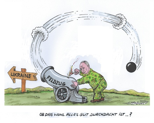 Cartoon: Ukraine-Krieg (medium) by mandzel tagged russland,putin,nato,osterweiterung,ukraine,angst,krieg,europa,russland,putin,nato,osterweiterung,ukraine,angst,krieg,europa