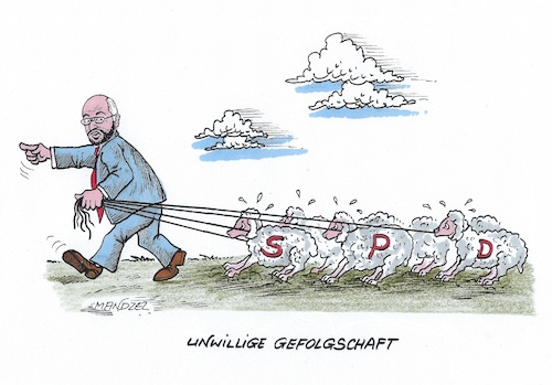 Cartoon: Uneinigkeit (medium) by mandzel tagged spd,schulz,groko,uneinigkeit,verhandlungen,wahlen,union,koalition,spd,schulz,groko,uneinigkeit,verhandlungen,wahlen,union,koalition