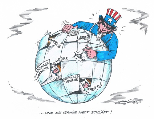 Cartoon: USA hören die Welt ab (medium) by mandzel tagged schlaf,spionageabwehr,erdball,usa,spionage,spionage,usa,erdball,spionageabwehr,schlaf