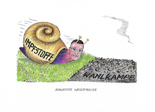 Cartoon: Verschleppte Impf-Abläufe (medium) by mandzel tagged impfungen,impfgegner,corona,spahn,deutschland,wahlkampf,impfungen,impfgegner,corona,spahn,deutschland,wahlkampf