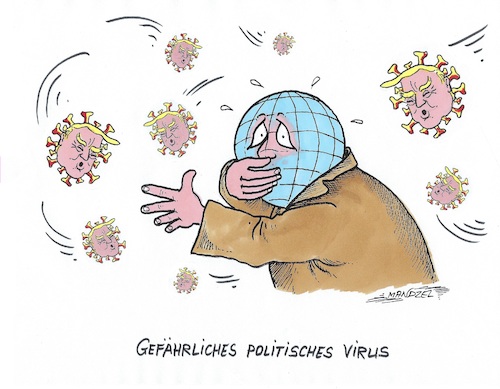 Cartoon: Virus-Plage (medium) by mandzel tagged corona,pandemie,panik,chaos,hysterie,pleiten,trump,who,drohungen,china,usa,corona,pandemie,panik,chaos,hysterie,pleiten,trump,who,drohungen,china,usa