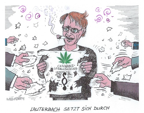 Cartoon: Voll bekifft (medium) by mandzel tagged lauterbach,cannabis,legalisierung,deutschland,ampel,lauterbach,cannabis,legalisierung,deutschland,ampel