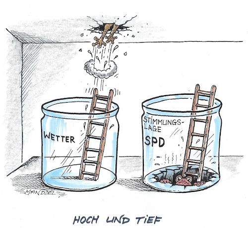 Cartoon: Wetter im Hoch SPD im Tief (medium) by mandzel tagged deutschland,wetter,hoch,tief,spd,im,deutschland,wetter,hoch,tief,spd