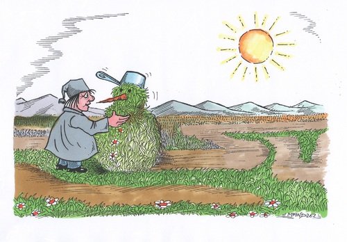 Cartoon: Winterspaß (medium) by mandzel tagged wintervergnügen,sonne,schneemann,wärmerekord,winter,winter,wärmerekord,schneemann,sonne,wintervergnügen