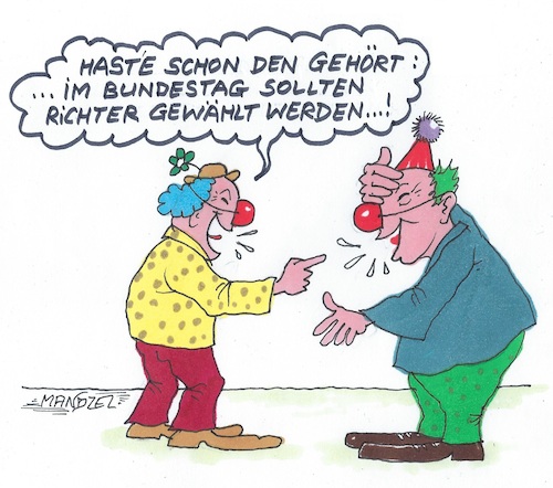 Cartoon: Witzbolde (medium) by mandzel tagged deutschland,clowns,bundestag,richterwahl,koalition,streit,witznummer,deutschland,clowns,bundestag,richterwahl,koalition,streit,witznummer