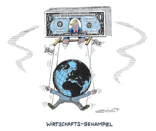 Cartoon: Zollgezappel (medium) by mandzel tagged trump,zölle,amerika,handel,wirtschaft,trump,zölle,amerika,handel,wirtschaft