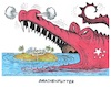 Cartoon: Vor dem Schlund des Drachen (small) by mandzel tagged china,taiwan,säbelrasseln,kriegsangst,politik