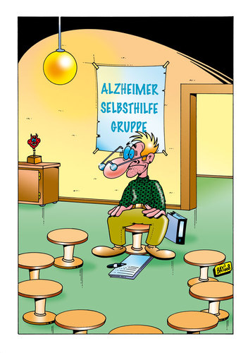 Cartoon: Alzheimer Selbsthilfegruppe (medium) by stefanbayer tagged alzheimer,vergessen,selbsthilfegruppe,gedächtnis,sieb,erinnern,gehirn,helfen,gruppe,stefan,bayer