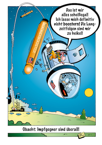 Cartoon: Booster (medium) by stefanbayer tagged covid,corona,impfung,boosterimpfung,booster,boostern,gesundheit,impfgegner,verantwortung,spaceshuttle,raumfahrt,gesellschaft,spätfolgen,bay,stefanbayer,lübeck,bad,schwartau