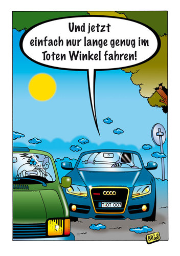 Cartoon: Der Tod auf der Überholspur (medium) by stefanbayer tagged weg,straße,autobahn,bundesstraße,überholen,rasen,fahren,auto,fahrzeug,winkel,rückspiegel,toterwinkel,schulterblick,automobil,stefan,bayer,der