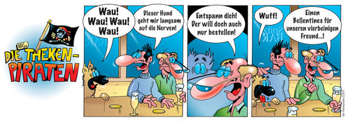 Cartoon: Die Thekenpiraten 02 (medium) by stefanbayer tagged comic,stefan,bayer,stefanbayer,theke,piraten,thekenpiraten,kneipe,bar,lounge,trinken,freizeit,gastronomie,hund,bellen,ballantines,whisky,scotch,bourbon,bestellung