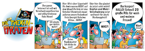 Cartoon: Die Thekenpiraten 102 (medium) by stefanbayer tagged theke,piraten,thekenpiraten,bier,wein,sekt,alkohol,internet,laptop,smartphone,fakenews,fake,verschwörung,ufo,mond,chemtrails,eliten,energie,pils,panikmache,glauben,vertrauen,lüge,bierknappheit