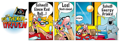 Cartoon: Die Thekenpiraten 12 (medium) by stefanbayer tagged stefan,bayer,stefanbayer,thekenpiraten,theke,piraten,bar,kneipe,lounge,gastronomie,tresen,red,bull,redbull,tot,tod,dertod,trinken,austricksen,energydrink,energy,drink,verzögerbar,saufen,alkohol,freizeit,spaß,comic,cartoon,restaurant,sterben,leben,angst,trick,warten,uhr,sense,sensenmann