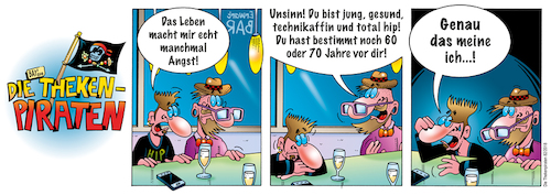 Cartoon: Die Thekenpiraten 82 (medium) by stefanbayer tagged theke,piraten,thekenpiraten,bar,kneipe,club,lounge,hip,hipster,leben,angst,bier,sekt,alkohol,thekengespräch,erwartbar,jung,gesund,technikaffin,stefanbayer,bayer,bay