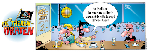 Cartoon: Die Thekenpiraten 96 (medium) by stefanbayer tagged theke,piraten,thekenpiraten,bar,kneipe,lounge,club,reataurant,kellner,hefezopg,selbstgemacht,haar,freizeit,essen,trinken,gastronomie,bier,kaffee,wein,sekt,kuchen,beschwerde,bay,stefanbayer