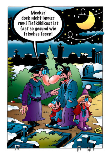 Cartoon: Guten Appetit! (medium) by stefanbayer tagged vampir,vampirfamilie,familie,friedhof,nacht,hunger,essen,saugen,tiefkühlkost,tiefkühltruhe,meckern,gesundheit,frisch,stefan,bayer,stefanbayer,nachtwesen,blut,sarg,gräber,schnee,eis,winter,kälte,temperatur