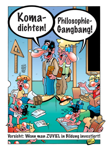 Cartoon: In Bildung investieren! (medium) by stefanbayer tagged bildung,bildungssystem,schule,universität,politik,investieren,investition,dichter,dichten,koma,philosophie,gangbang,gruppe,lehrer,schüler,stefan,bayer,klasse,klassenzimmer,schreiben,bücher,zukunft,intelligenz,kultur,weiterentwicklung,lernen