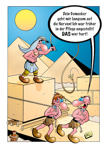 Cartoon: Pflege (medium) by stefanbayer tagged pflege,pflegenotstand,arbeitsleben,medizin,gesundheitswesen,pyramiden,sklavenarbeit,gemecker,pfleger,pflegerin,stefanbayer,bay