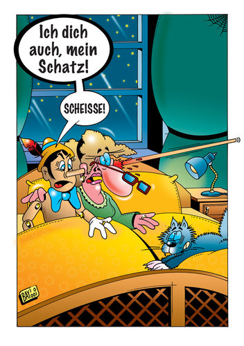 Cartoon: Pinocchio 1 (medium) by stefanbayer tagged pinocchio,nase,lügen,lügner,bett,frau,blut,katze,paar,ehe,stefan,bayer