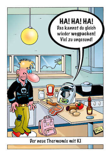 Cartoon: Thermomix (medium) by stefanbayer tagged thermomix,küche,kochen,gesundheit,essen,ernährung,ki,künstlicheintelligenz,computer,digital,bevormundung,zutaten,rezept,bay,stefanbayer