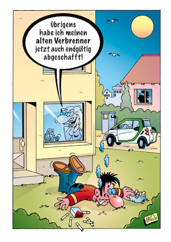 Cartoon: Verbrenner (medium) by stefanbayer tagged verbrenner,auto,automobil,eauto,elektroauto,ladesäule,zukunft,zigaretten,raucher,bay,stefanbayer,mobilität,elektro