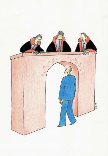 Cartoon: court (medium) by cemkoc tagged supreme,tribunal,judgement,court,judicial,judge,justice,ko,cem,karikatürleri,hukuk,cartoons,law,lex,jurisdiction,legal,gesetz,richter,adalet,hakim,mahkeme,robe,wig,defendant,prosecutor,koc,magistrate,judgeship