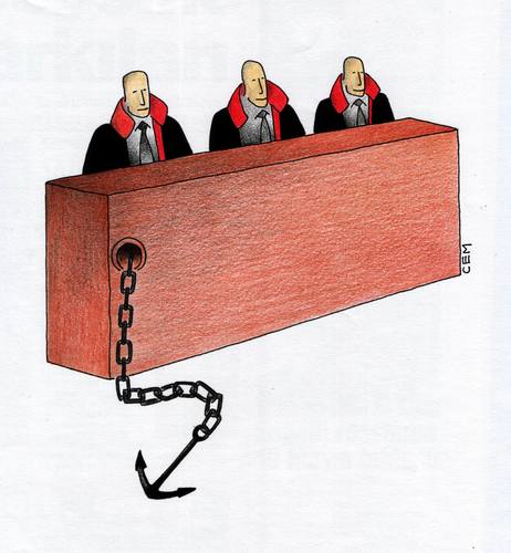 Cartoon: court (medium) by cemkoc tagged law,cartoons,hukuk,karikatürleri,cem,ko,justice,judge,judicial,court,judgement,tribunal,supreme,lex,jurisdiction,legal,gesetz,richter,adalet,hakim,mahkeme,robe,wig,defendant,prosecutor,koc,magistrate,judgeship