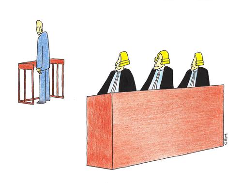 Cartoon: Court and defendant (medium) by cemkoc tagged abogado,juge,le,juridiction,la,cour,droit,legal,richter,attorney,lawyer,prosecutor,public,prosecution,tribunal,trial,defendant,last,court,supreme,justice,judicial,judge,judgement,themis,cartoons,law,karikatürleri,hukuk,defense