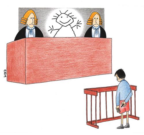 Cartoon: juvenile justice (medium) by cemkoc tagged juvenile,justice,cem,koc,mahkeme,hakim,avukat,sank,yarg,hukuk,adalet,law,provision,judge,court,lawyer,supreme,criminal,civil,rights,accused,indictment,public,prosecutor,gesetz,gerechtigkeit,bereitstellung,richter,gericht,anwalt