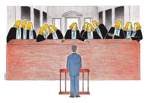 Cartoon: last judgement (medium) by cemkoc tagged final,vinci,da,leonardo,cenacolo,il,cena,ultima,supper,last,court,judge,judgement,cartoons,law,karikatürleri,hukuk,meal,defendant,trial