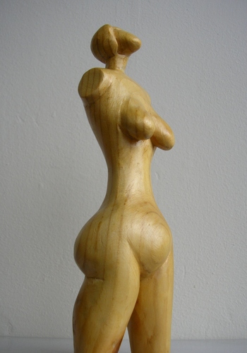 Cartoon: nude (medium) by cemkoc tagged nude,woman,wood,statuette
