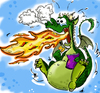 Cartoon: Drache beim Chips essen (small) by Grayman tagged feuer,drache,chips,rauch,pepperoni