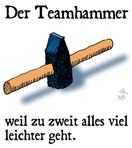 Cartoon: Neue Innovation - der Teamhammer (medium) by Andreas Pfeifle tagged team,hammer,teamhammer,innovation
