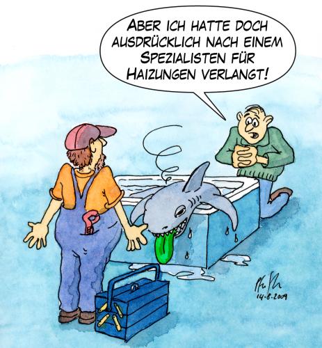 Cartoon: Spezialisten (medium) by Andreas Pfeifle tagged spezialist,hai,zungen,heizungen