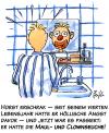 Cartoon: Maul- und Clownseuche (small) by Andreas Pfeifle tagged morgen,aufstehen,angst,maul,clown,clownseuche,seuche,badezimmer,bad