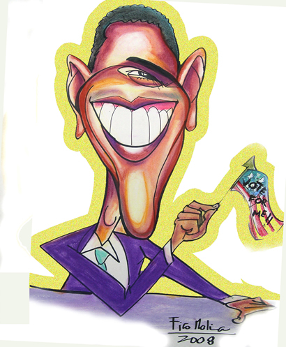 Cartoon: Caricatura de Barack Obama (medium) by monkey tagged obama,politicos