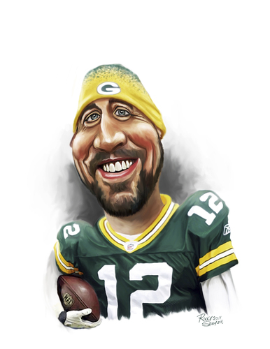 Cartoon: Aaron Rodgers (medium) by rocksaw tagged aaron,rodgers