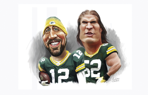 Cartoon: Aaron Rogers and Clay Matthews (medium) by rocksaw tagged matthews,clay,and,roger,aaron