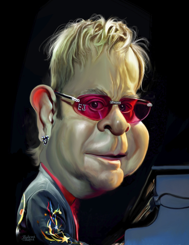 Cartoon: Elton John (medium) by rocksaw tagged elton,john,caricature,study